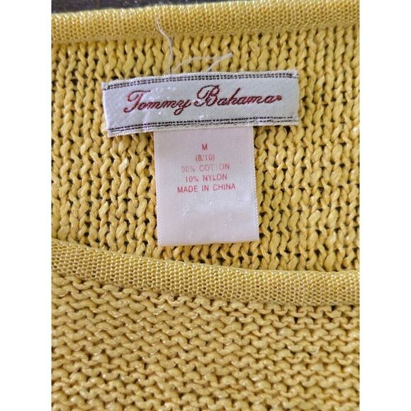 Tommy Bahama Butter Yellow Knit Sweater Women’s M Lightweight Cotton Coastal - Picture 4 of 7